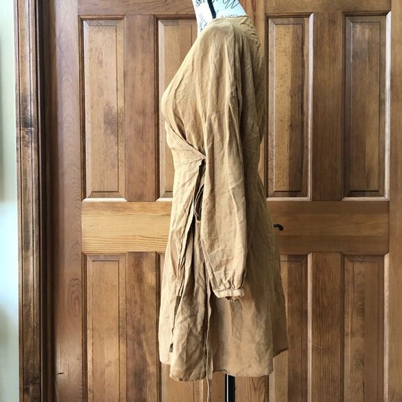 Madewell Balloon Sleeve Linen Blend Wrap Dress - Picture 3 of 6